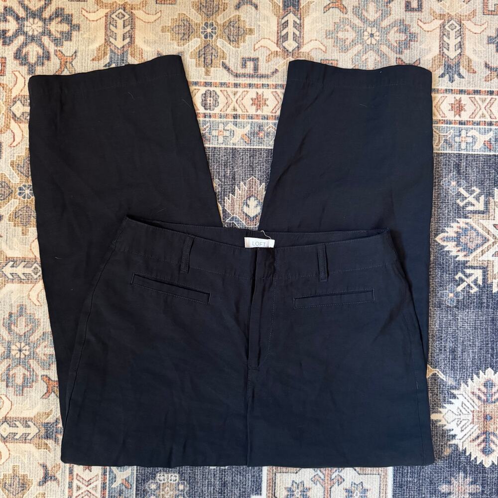 LOFT Slim Wide Leg Crop Black Lightweight Dress Pants Women’s Size 4